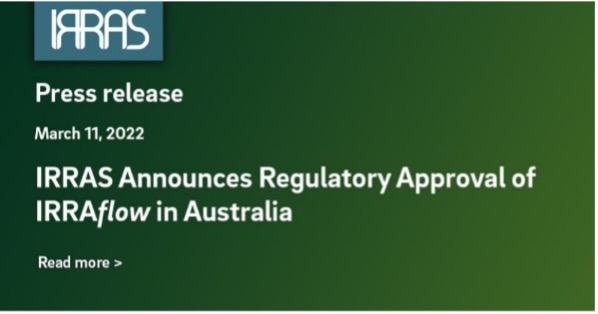 Press Release – IRRAS Announces Regulatory Approval of IRRAflow in Australia thumb